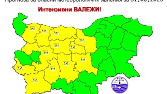 Жълт код за дъжд в 12 области